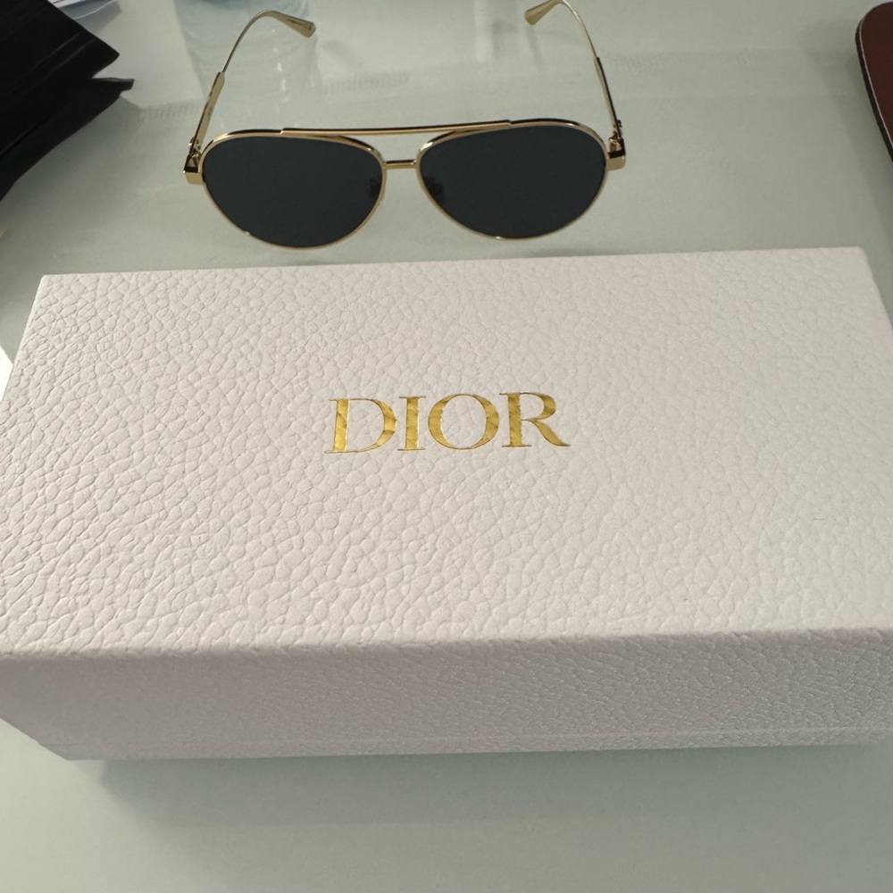 Dior Gold and Green Aviator Sunglasses like new